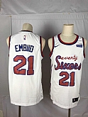 76ers 21 Joel Embiid White Nike Throwback Swingman Jersey,baseball caps,new era cap wholesale,wholesale hats